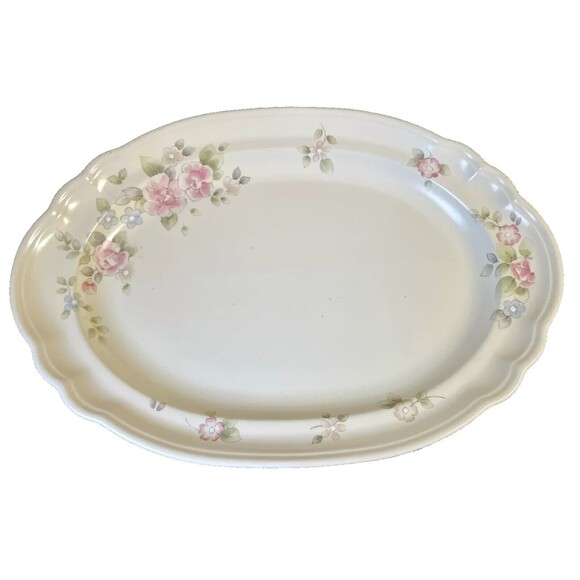 Pfaltzgraff Tea Rose Oval Serving Platter Dish 14.75" x 10.5" Floral Vintage 80s - Picture 6 of 6